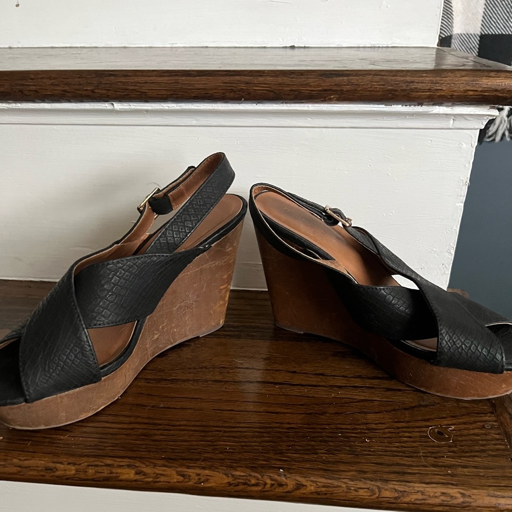 Sandal with wedge.  Very comfy and go with everything